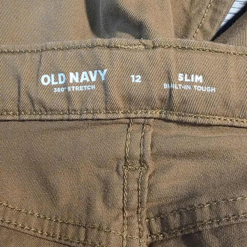 Old Navy Stretch 360 Kids Coyote Brown Khakis Slim Size 12 Casual Pants